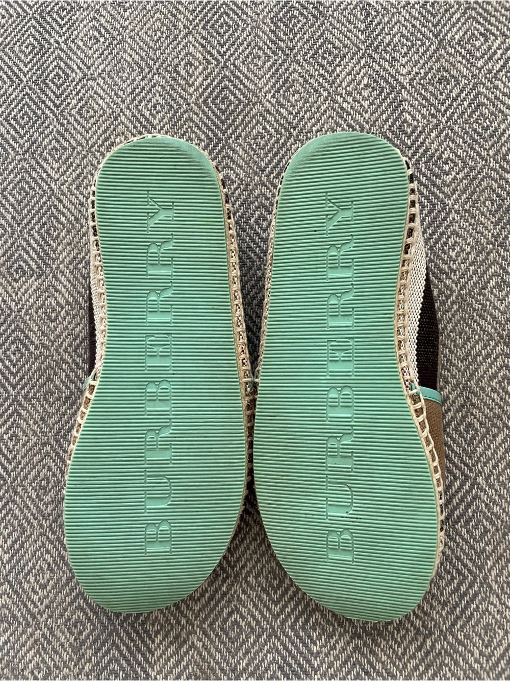 Burberry Youth Striped Canvas Espadrilles Turquoise size 32/youth 1 - Picture 2 of 5